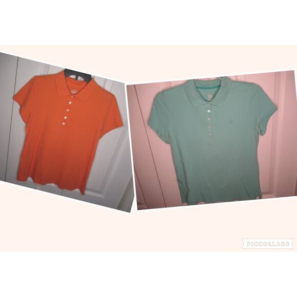 Pair of Izod Mint Green and Orange Polo Shirts - Picture 1 of 7